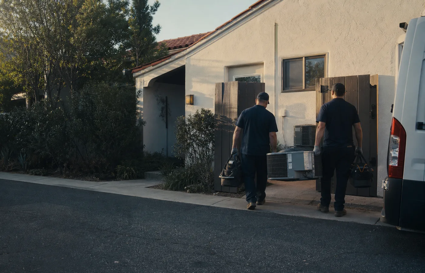AC Installation equipment access in a Los Angeles home